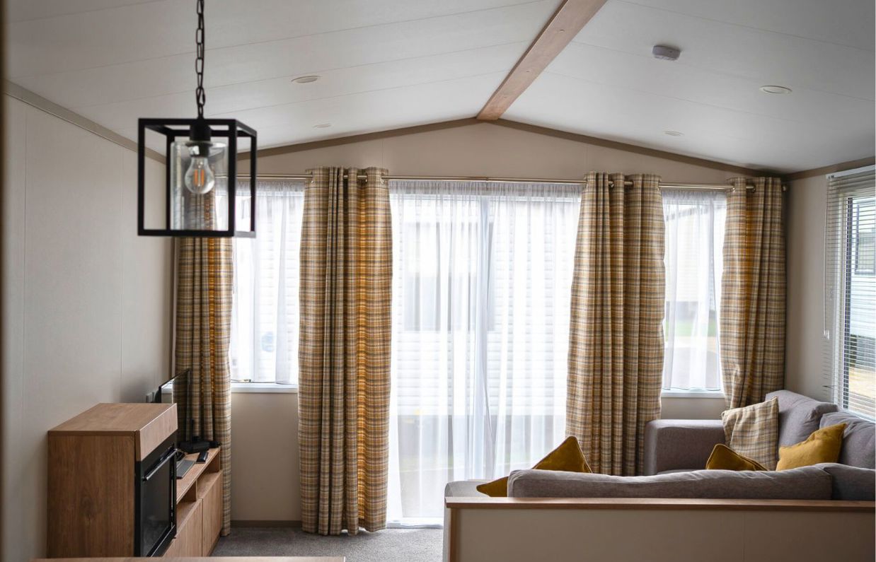 Internal of a caravan open plan lounge